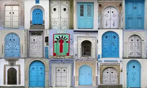 © mayabuns - Fotolia | Horizontal collage of doors in Tunesia