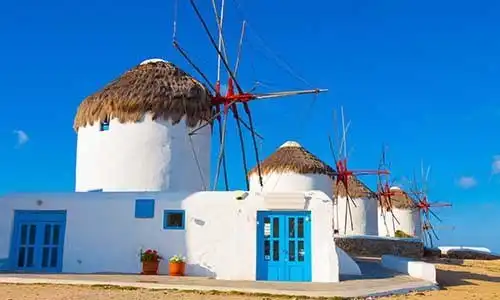 © korpithas - Fotolia | Close on the first of the windmills in Mykonos island cyclades G