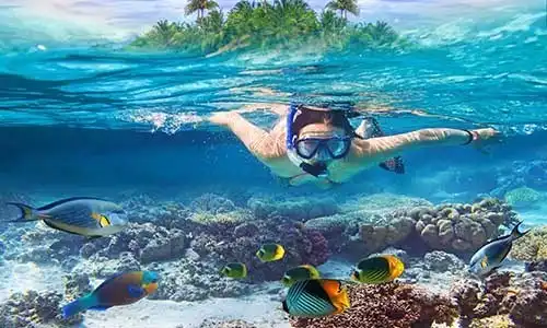 © Patryk Kosmider - Fotolia | Young women at snorkeling in the tropical water